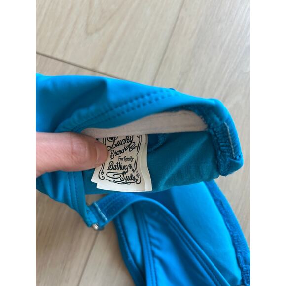 Lucky Brand Women's Fiesta Bandeau Bikini Top - Blue - Medium Strapless - Picture 8 of 8